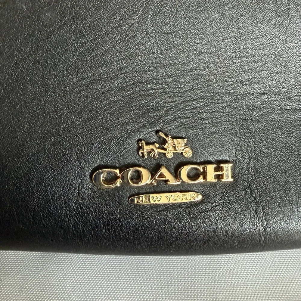 Coach Nomad Black Leather Gold Crescent Hobo Shoulder Bag Purse Handbag 54446